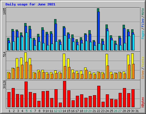 Daily usage for June 2021